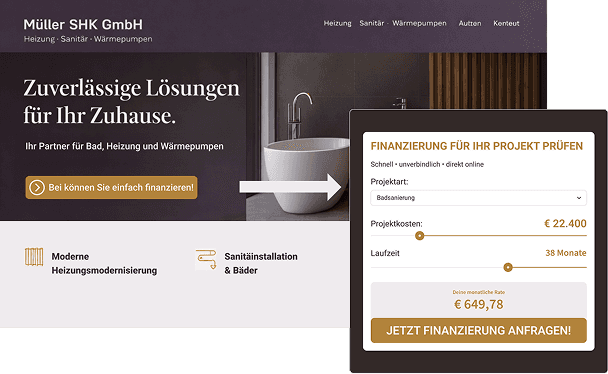 Partner Website mit CredPal Finanzierungsrechner